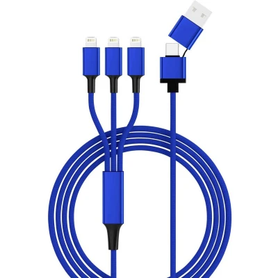 Afbeelding van Smrter USB laadkabel 2.0 A stekker, C Apple Lightning stekker 1.20 m Blauw SMRTER_TRIO_L_NB