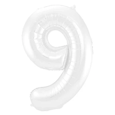Image de Feuille de ballon Figure 9 Matte Blanc Métallique 86cm