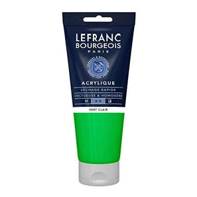 Image de Lefranc Bourgeois Fine 300380 Peinture acrylique Vert clair Tube de 200 ml crémeuse à base d&#039;eau Séchage rapide Résistant la lumière Imperméable