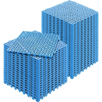 Image de VEVOR Lot de 50 Dalles Jardin Piscine 30x30x1,5 cm Bleu Dalle Clipsable Ajourée Antidérapante en PVC Drainage Rapide Revêtements Sol Extérieur Intérieur pour Terrasse Cuisine Spa Salle Bain