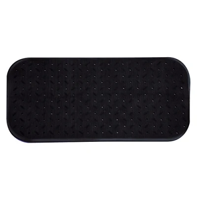 Afbeelding van MSV Douche/bad anti slip mat badkamer rubber zwart 36 x 97 cm met zuignappen extra lang formaat