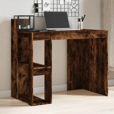Afbeelding van Bureau 103,5x56,5x94 cm bewerkt hout gerookt eikenkleurig