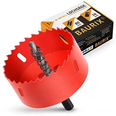 Afbeelding van BAURIX® Bimetalen gatenzaag [80 mm] voor metaal, hout, pvc en kunststoffen van bimetaal droogbouw, stopcontacten