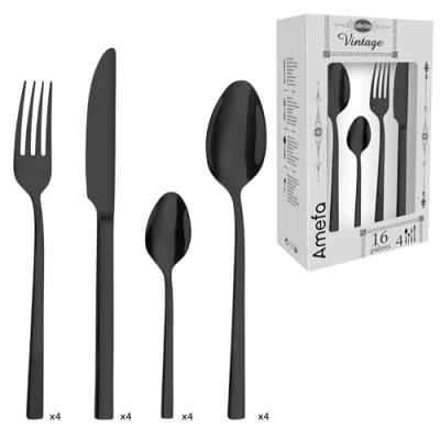 Afbeelding van Amefa 9385ATAFV2B60 Square bestekset, 16 delig, zwart