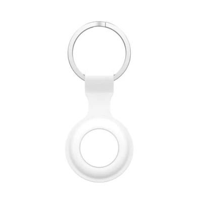 Afbeelding van AirTag case draagbare silicone beschermhoes voor Apple AirTags, met sleutelhanger wit