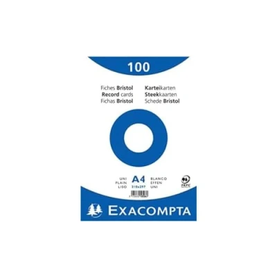 Image de Paquet 100 fiches bristol format sous film blanc uni non perfore 210x297mm