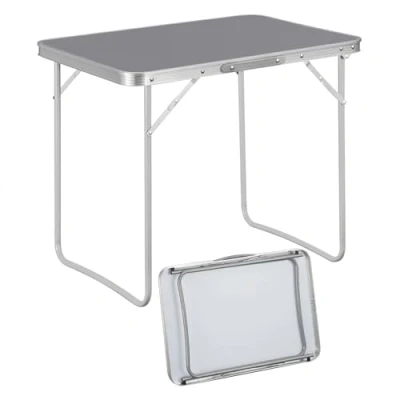 Afbeelding van WOLTU Campingtafel CPT8135gr, plooitafel van aluminium en mdf, picknicktafel, opvouwbare tuintafel, serveertafel, bijzettafeltje, draagbaar, voor strand, balkon, 70 x 60 50 cm, grijs