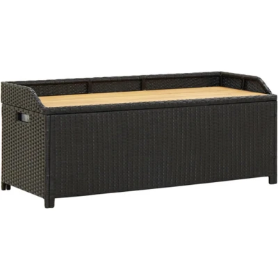 Afbeelding van Tuinopbergbank 120 cm poly rattan zwart