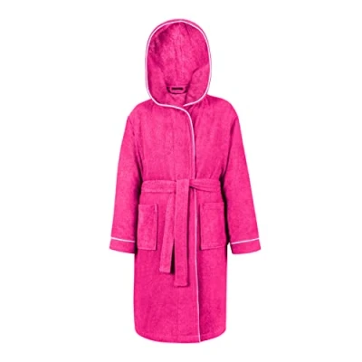 Afbeelding van LAYNENBURG Hoogwaardige badjas voor kinderen en jongeren met capuchon 100% katoen Öko Tex Standard 100 pluizige badstof maten 110 176, Fuchsia