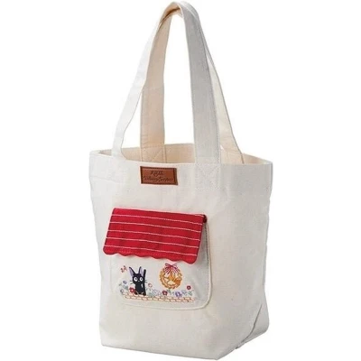 Afbeelding van Ghibli Kiki&#039;s Vliegende Koeriersdienst Tote Bag Jiji in de Bloemen