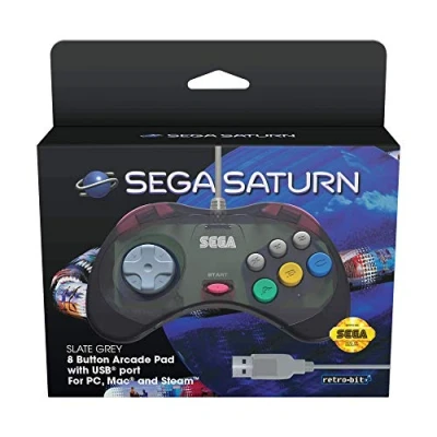 Afbeelding van Retro Bit SEGA Saturn USB Controller Slate Grey