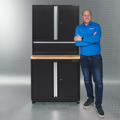 Afbeelding van PREMIUM werkbank met eiken werkblad 92 cm breed