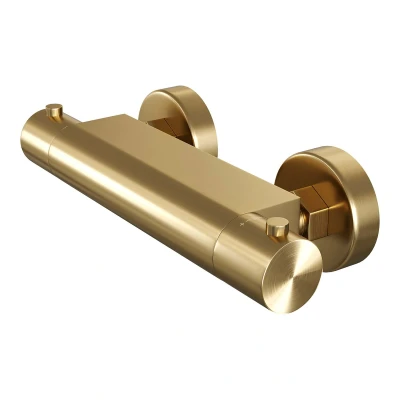 Afbeelding van Brauer Gold Edition Thermostaatkraan opbouw 2 gladde knoppen PVD geborsteld goud