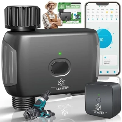 Afbeelding van KESSER® Irrigatiebesturing met wifi wifi, irrigatiecomputer voor tuin en balkon, irrigatiesysteem timer, automatische irrigatie app spraakbediening, 20 plannen
