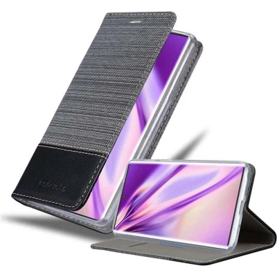 Afbeelding van Cadorabo Hoesje geschikt voor Samsung Galaxy NOTE 10 PLUS in GRIJS ZWART Beschermhoes met magnetische sluiting, standfunctie en kaartvakje Book Case Cover Etui
