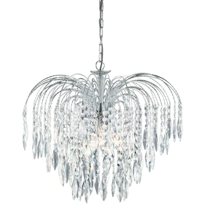 Afbeelding van Searchlight Waterfall Hanglamp Ø 53 X 98 Cm Chroom En Transparant