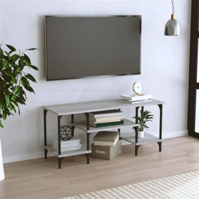 Afbeelding van Tv meubel 102x35x45,5 cm bewerkt hout grijs sonoma eikenkleurig