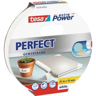 Afbeelding van tesa PERFECT 56339 00003 01 Textieltape extra Power Wit (l x b) 25 m 19 mm 1 stuk(s)