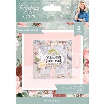 Afbeelding van Sara Signature Christmas Rose Clearstamp/Snijmal Seasons Greetings