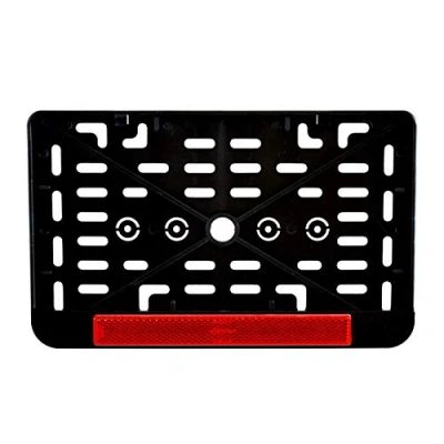 Afbeelding van 1 x kentekenplaathouder gemaakt in de EU 240 130 mm, 24 13 cm (voor scooter, bromfiets, tractor, aanhanger, motorfiets) met rode reflector goedkeuring
