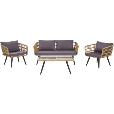 Afbeelding van Beliani FOBELLO Loungeset voor 4 Beige PE rotan