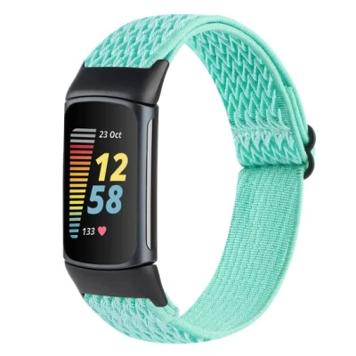 Afbeelding van FitBit Charge 5 &amp; 6 Elastische solo loop nylon bandje Turquoise