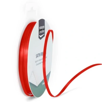 Image de Vaessen Creative Ruban de satin double, Rouge Coquelicot, 3mm, Taille Unique, Set 10 Pièces