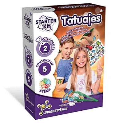 Afbeelding van Science4you Starter Tattooset wetenschappelijk en educatief speelgoed, 8 jaar (80002586), meerkleurig, 694 g