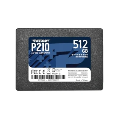 Image de SSD Interne Patriot P210 P210S512G25 512Go 2.5 SATA III 520Mo/s Noir