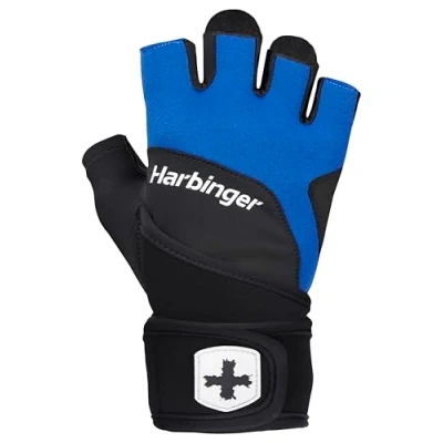 Afbeelding van Harbinger Training Grip Fitness Wrist Wraps Heren &amp; Dames Deadlifting L Unisex Blauw Gym Crossfit Krachttraining