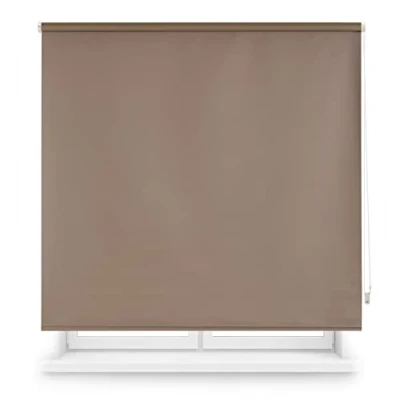 Afbeelding van INTERBLIND Premium effen verduisterend rolgordijn Afmetingen 100 x 230 cm Thermisch Taupe Verduisteringsrolgordijn