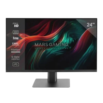 Afbeelding van Mars Gaming MV 24, monitor 24 inch IPS FHD 120Hz, HDR10 1ms, FreeSync en G SYNC, pc met geïntegreerde luidsprekers, 25 kanteling, Low Blue Light Flicker Free, HDMI + DisplayPort Jack 3,5