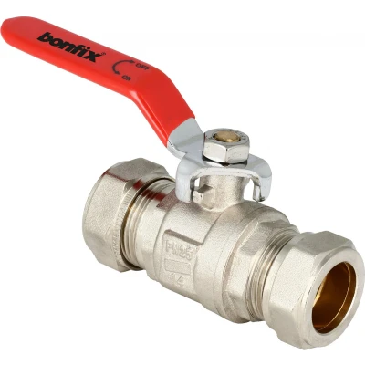 Afbeelding van Bonfix messing kogelkraan met knelfitting 28mm FF