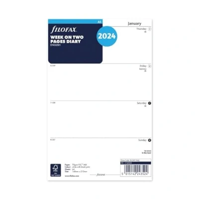 Afbeelding van Filofax A5 agenda 2024, weekoverzicht, Engels, wit
