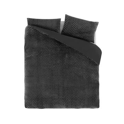 Afbeelding van Dekbedovertrek Teddy Chevron 1 persoons (140x220 cm), Kleur: Creme Microvezel Patroon, Luxe ZwartGroenTaupeCreme Sleeptime Ga naar