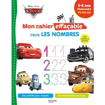 Image de Disney Cars Mon cahier effaçable J&#039;écris les nombres et je compte (4 6 ans)