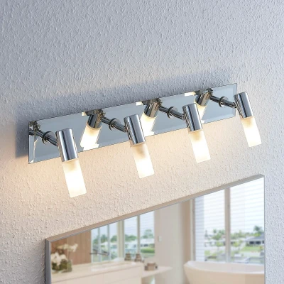 Afbeelding van Lindby buitenspot 4lichts metaal, glas H: 11 cm G9 chroom, wit