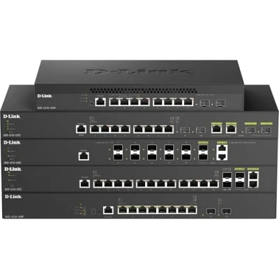 Afbeelding van D Link Schakelaar 8XG 2SFP+ 8x10G 2xSFP beheerd (10 Havens), Netwerkschakelaar, Zwart, Zilver