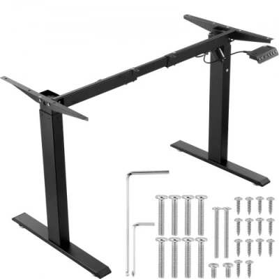Image de VEVOR cadre de bureau debout, hauteur réglable 70 117 cm, pieds d&#039;ordinateur électrique, longueur 95 158 base poste travail ergonomique pour maison, bureau, uniquement, noir