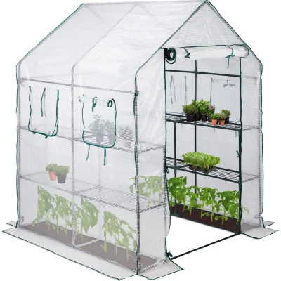Afbeelding van Relaxdays tuinkas 2 m² kweekkas tuin grote foliekas 4 ramen plantenkas tomaten
