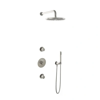 Afbeelding van Hotbath Get together Regendoucheset IBS1 Geborsteld nikkel Staaf Handdouche 30cm Hoofddouche Wandarm 35cm met wandhouder
