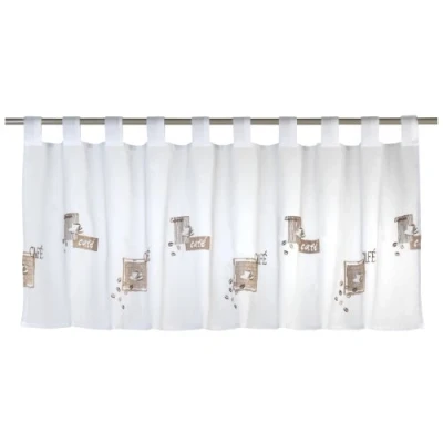 Afbeelding van Elbersdrucke Cafe 06 bistrogordijn, polyester, wit/bruin, 48 x 140 cm