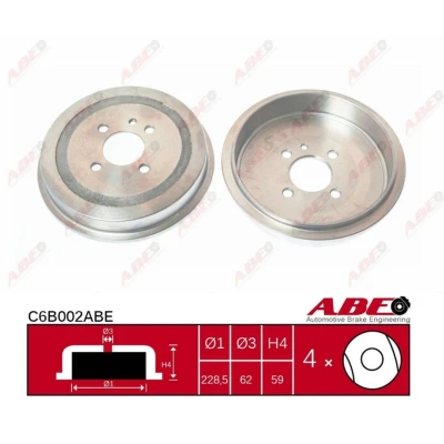 Afbeelding van ABE C6B002ABE Remtrommel Zonder wiellager 228,6 Achteras BMW: 3 Saloon