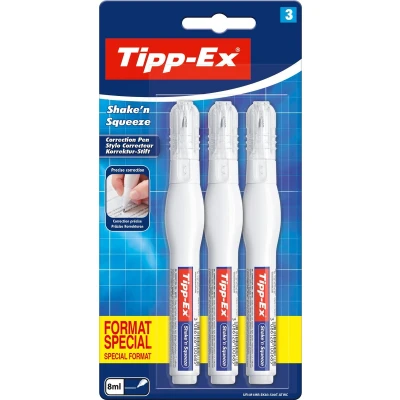Afbeelding van Correctiepen Tipp ex Shake &#039;n Squeeze 8ml blister à 3 stuks