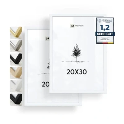 Afbeelding van Heimlich® Set van 2 fotolijsten 20 x 30 cm, wit, documentenlijst kleine collage, echt houten lijst, fotolijst om op te hangen