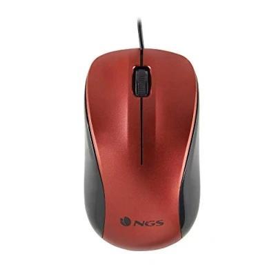 Afbeelding van NGS Crew Red Optische muis, 1200 dpi, met USB kabel, muis voor computer of laptop 2 toetsen, tweehandig, rood