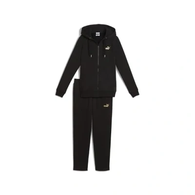 Afbeelding van Metallic joggingpak met capuchon voor Dames, Zwart, Maat XS PUMA