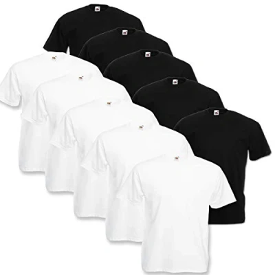 Afbeelding van Fruit of the Loom T shirt (5 stuks) voor heren, Wit/Zwart