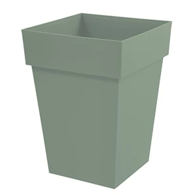 Image de EDA Pot de Fleur Carré Mi Haut Toscane Volume 51 L 39 x H.53 cm, Vert Laurier