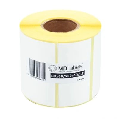 Afbeelding van MDlabels Witte thermische etiketten op rol (etiketmaat: 80 x mm)